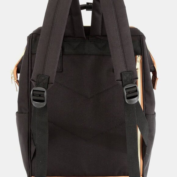 Himawari Contrast Waterproof Canvas Backpack Bag with Side Pockets main image 4